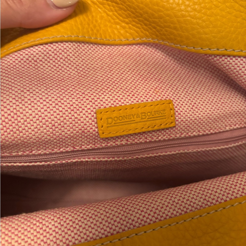 EUC COA Dooney & Bourke Yellow Leather Hobo Shoulder Bag - Picture 9 of 13